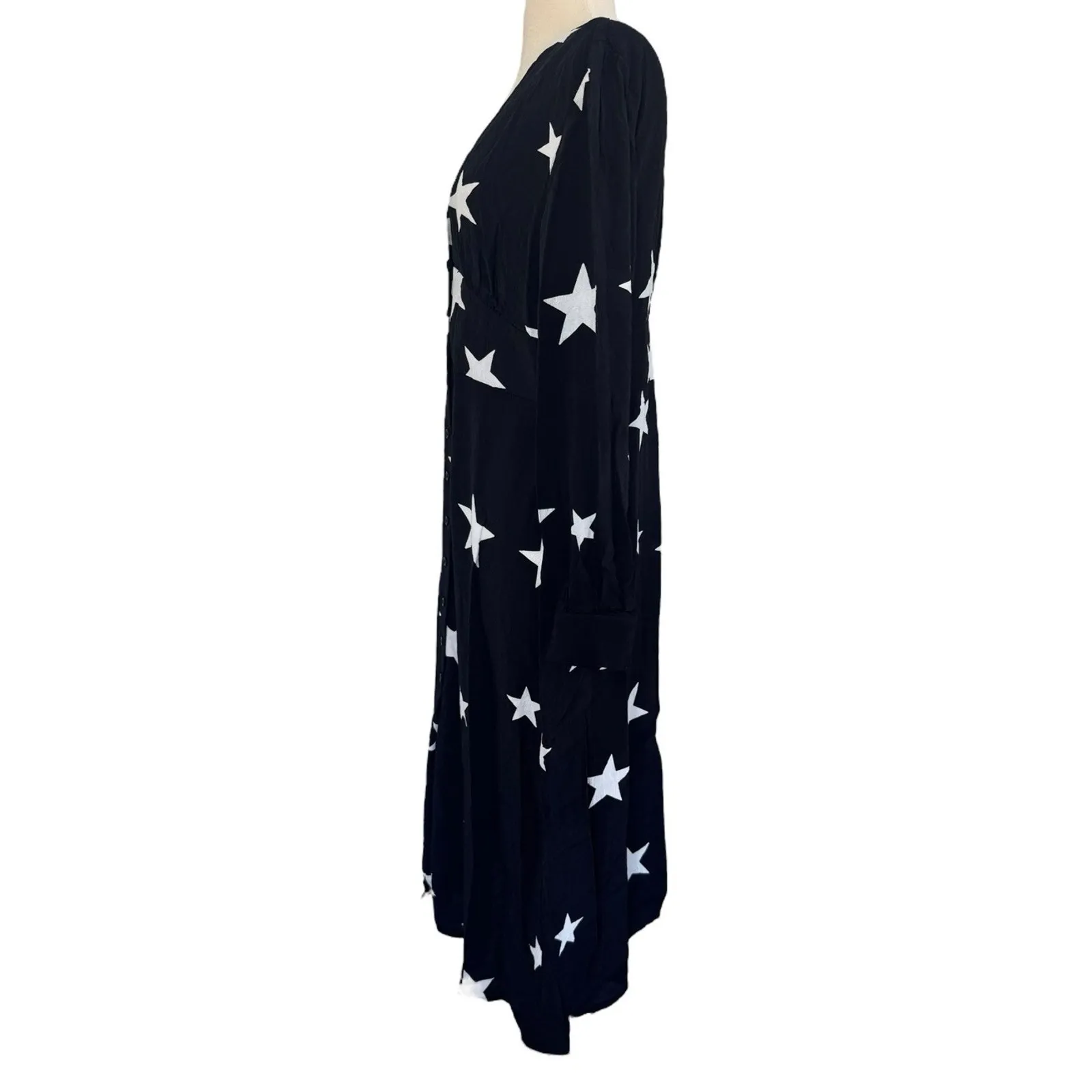 NOBODY’S CHILD Black & White Star Siri Midi Dress Boho Chic Whimsical Goth Sz 8 - Image 11
