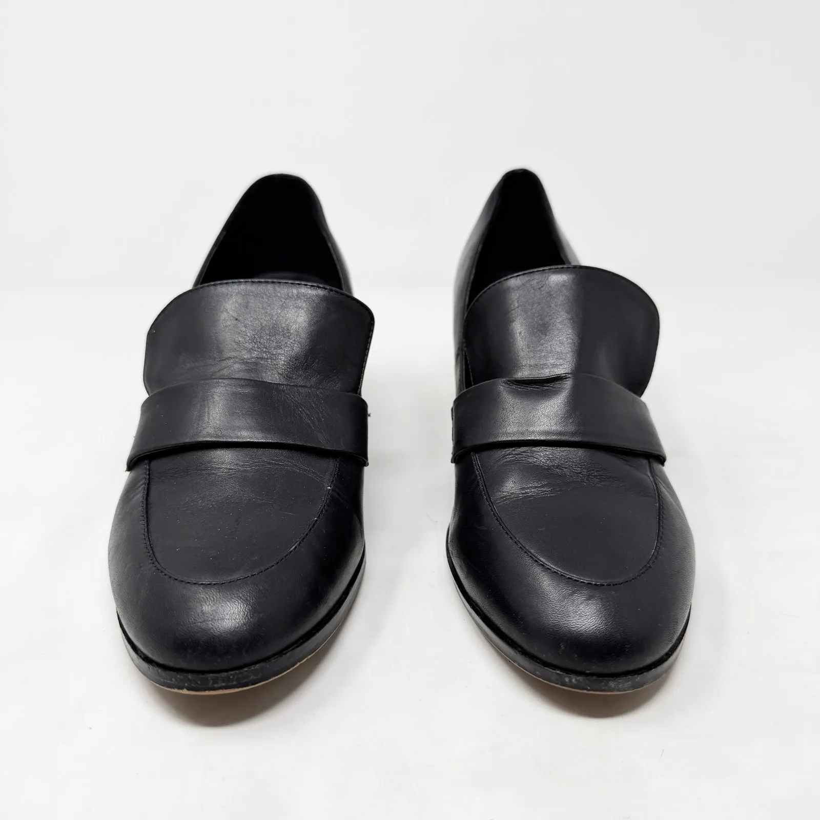 [Kurt Geiger London] Black Raquel Block Heel Leather Loafers Chain Sz 39 US 8.5 - Image 2