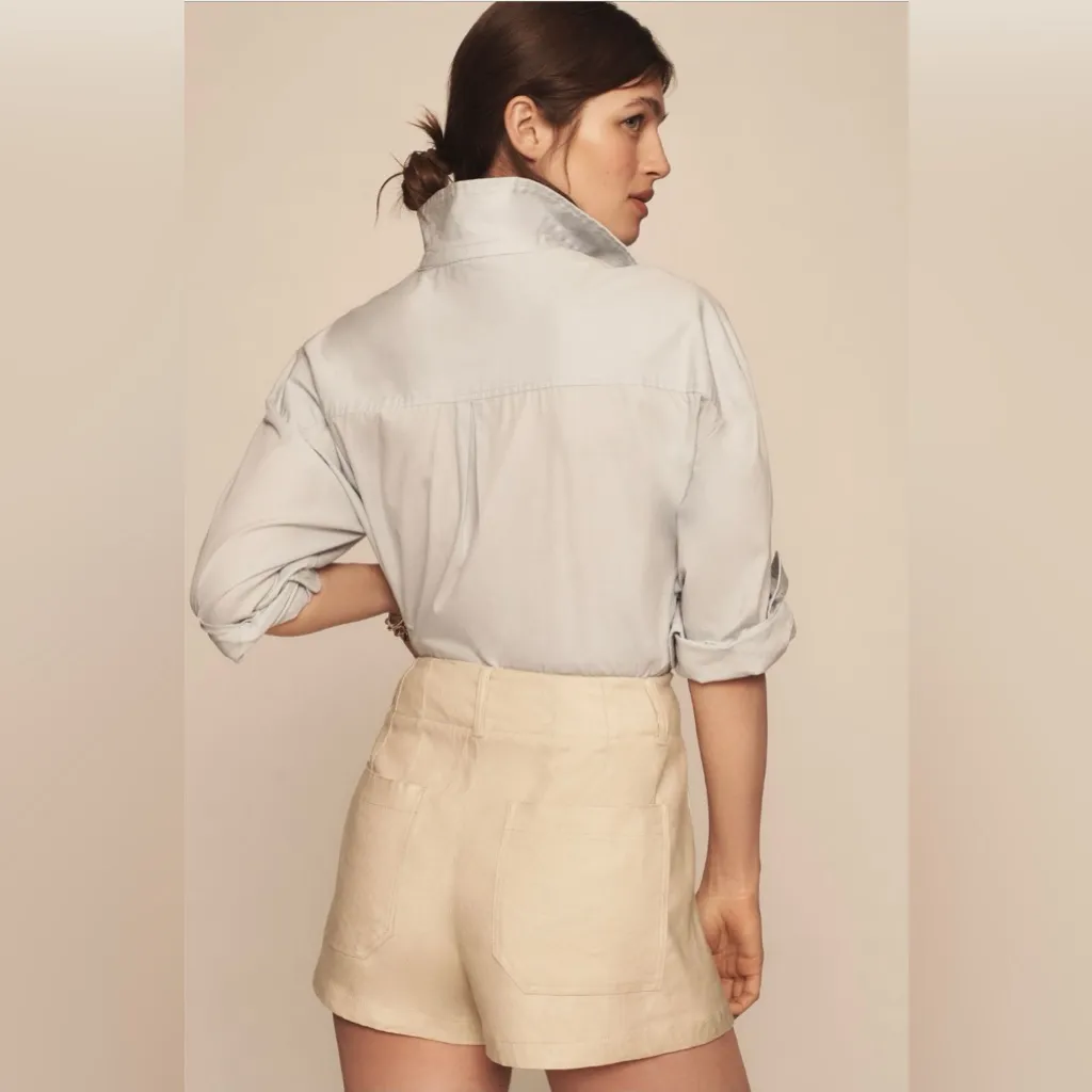 Anthropologie NWT | Maeve The Collette Linen Blend Shorts in Antique Pearl | 32 - Image 3