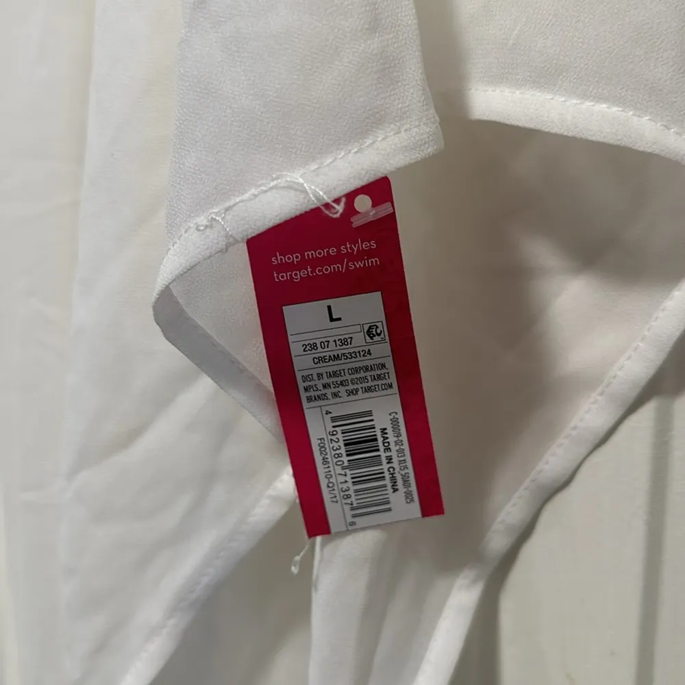 White Shear Rainbow Pom Pom Bathing Suit Coverup Size Large - Image 4