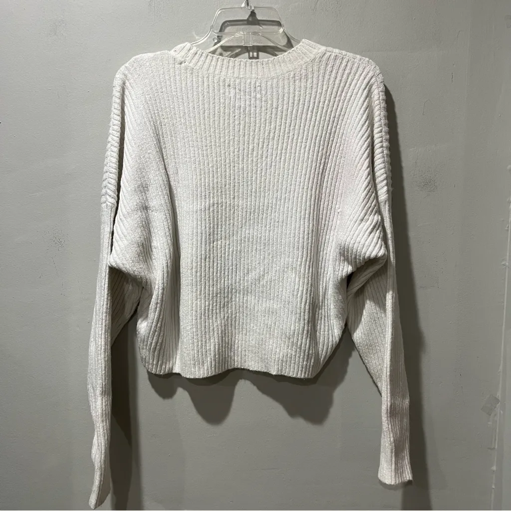 Hollister Womens Cropped Pullover Long Sleeve Knit Sweater White Size Large - Image 6