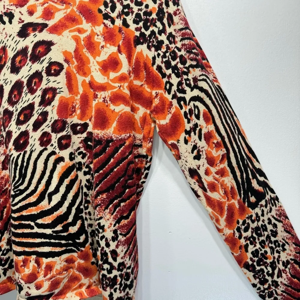 LouLou Mixed Animal Leopard Print 100% Cotton Long Sleeve Mobwife Sweater Large - Image 9