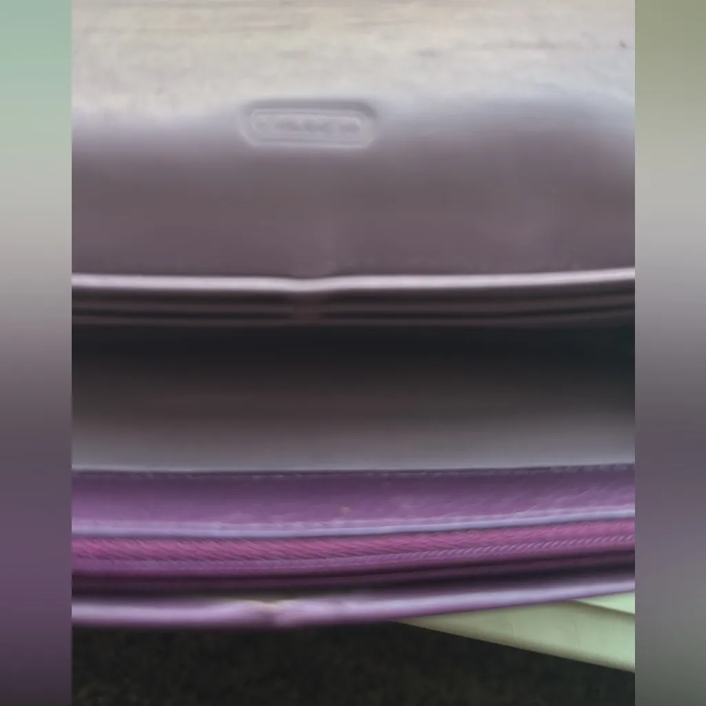 Coach Cranberry Purple Solid Kristin Trifold  Leather Wallet - Image 13