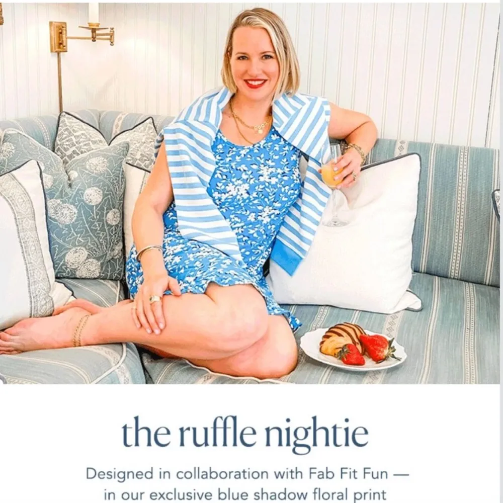 Draper James  Ruffle Nightie in Blue Shadow Floral - Image 2