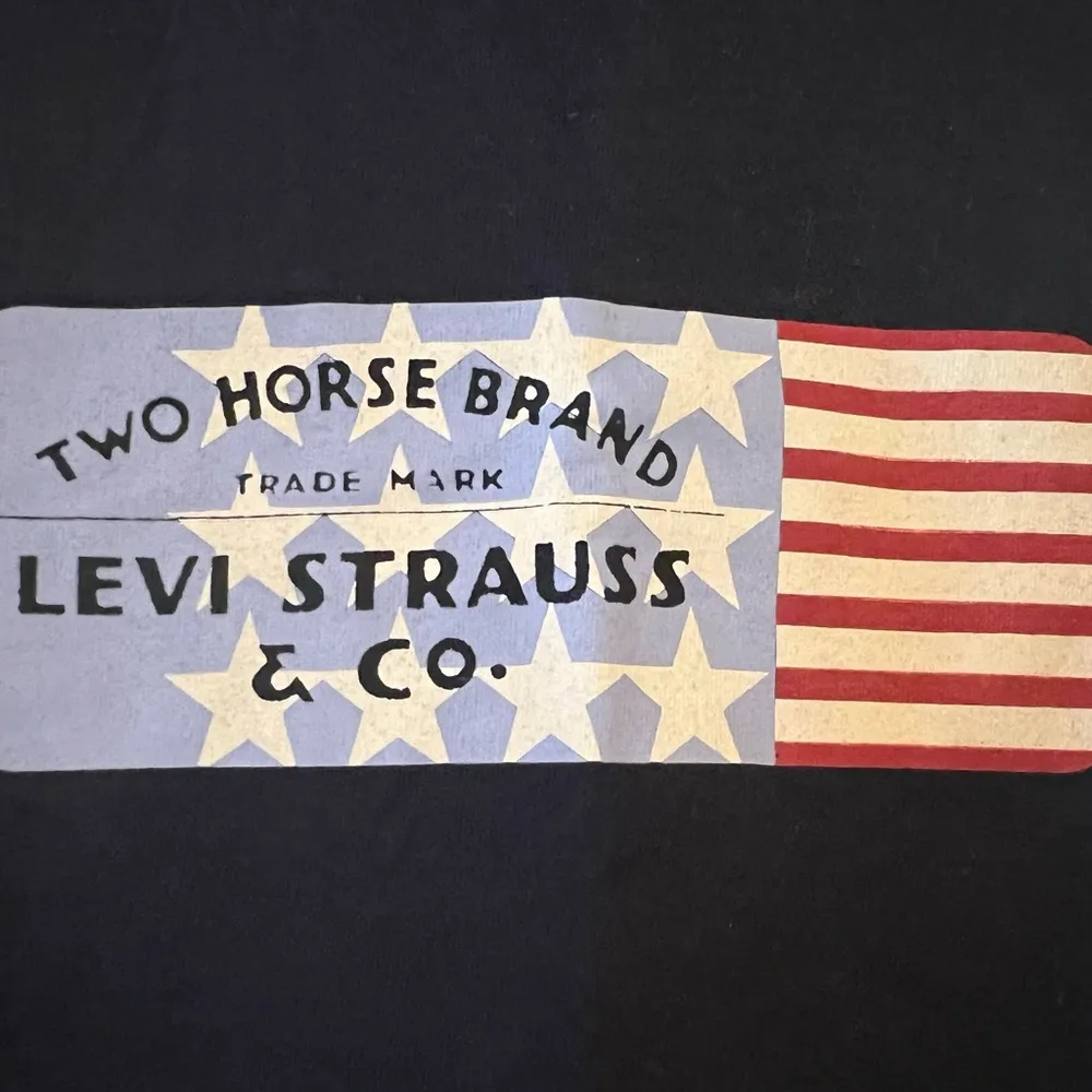 Levi Strauss Two Horse Brand Vintage T-Shirt NWT Medium Levi’s Levis Blue Flag - Image 3