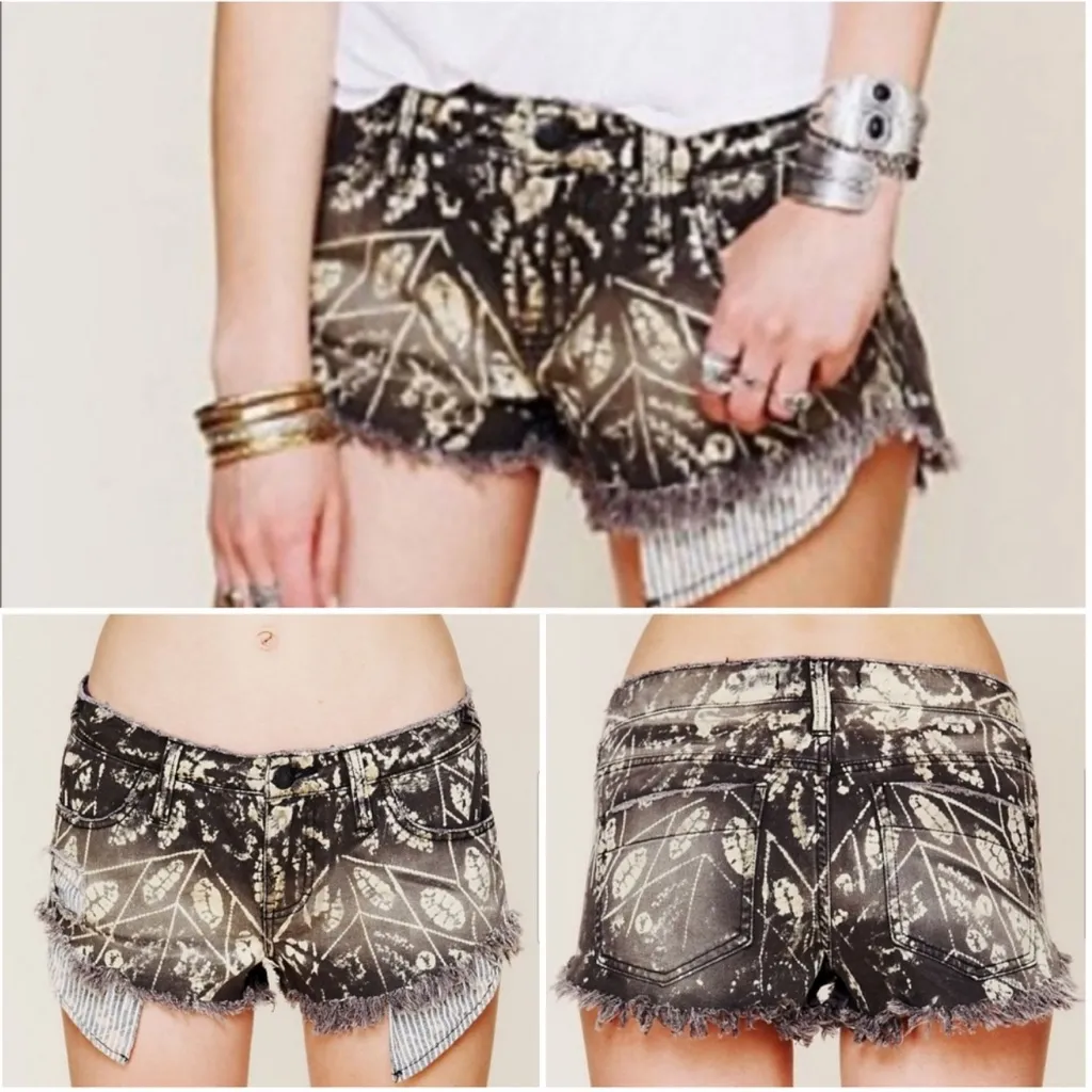 Free People Tribal Bleached Brown Shorts - Image 3