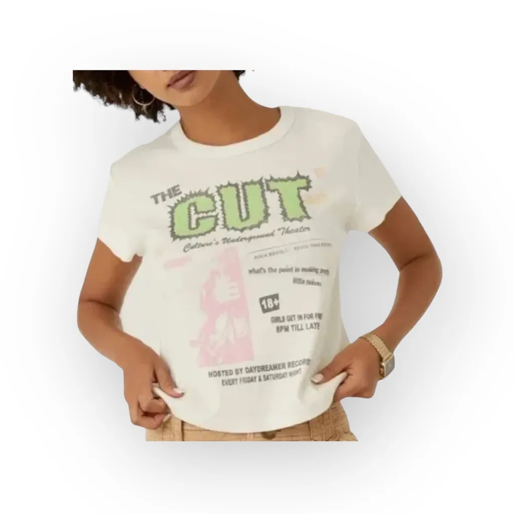 new Daydreamer x Free People 𖦹 The Cut Shrunken Baby Tee 𖦹 Vintage White 𖦹 M - Image 12