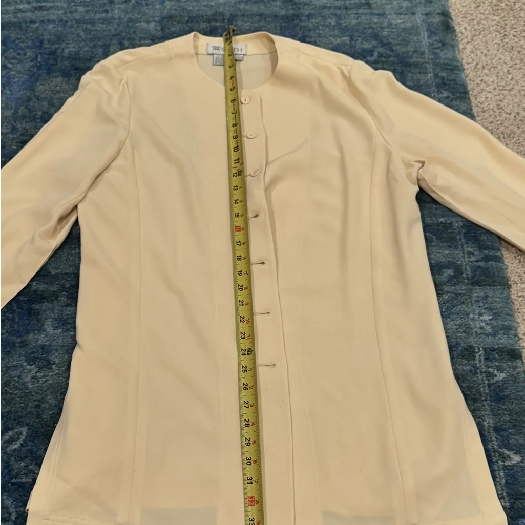 Vintage Worth New York Longline Jacket Blouse L Yellow Old Money Quiet Luxury Size L - Image 5