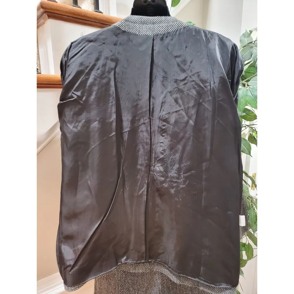 Vintage ONNA Collection Gray Wool Single Breasted Blazer & Skirt 2 Pc's Suit M Size M - Image 10