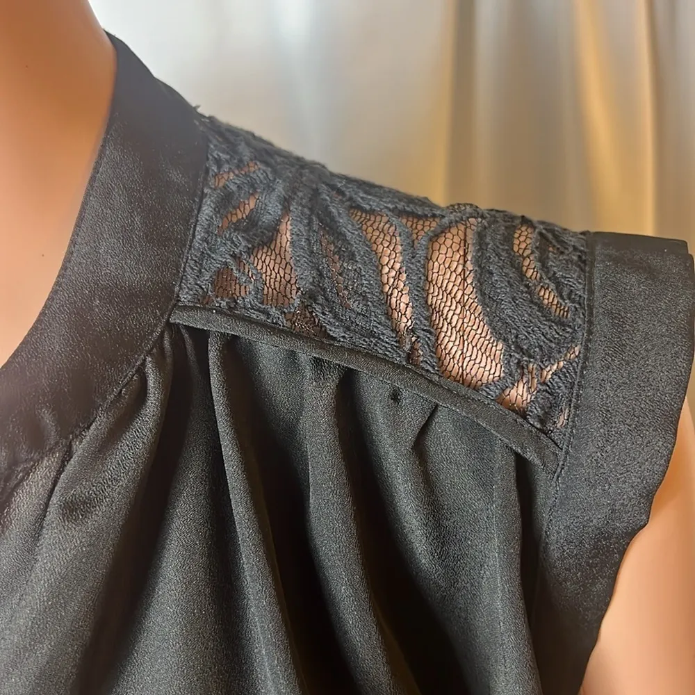 BCBGeneration Lace Shoulder Black Tank Size XS - Image 3