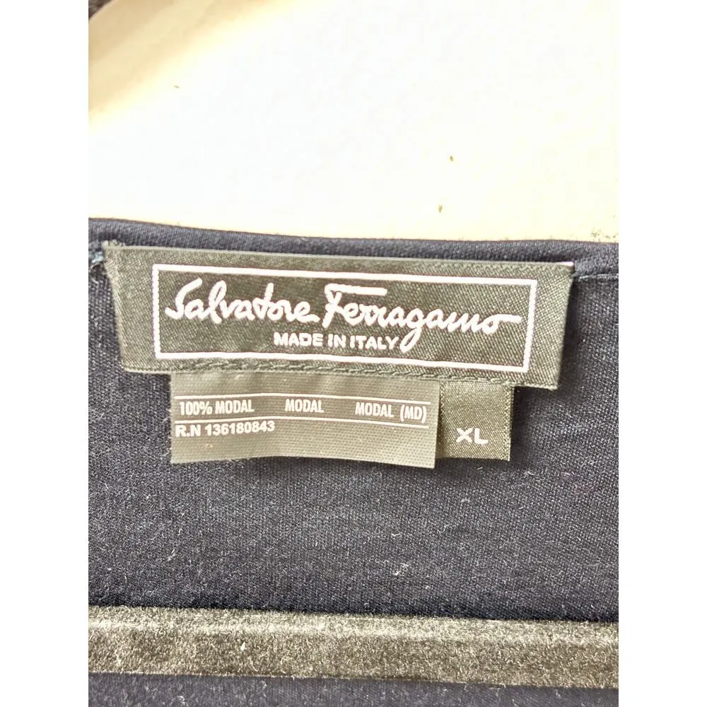 Salvatore Ferragamo Twist Front Cowl Neck Long Sleeve Blouse Black Women's XL - Image 4