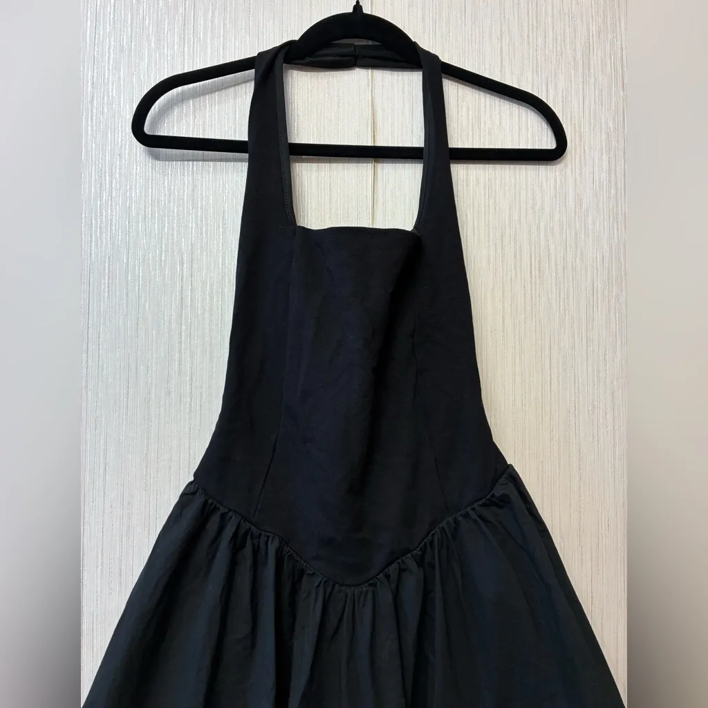 Black Halter Skater Romper peplum flared dress Large - Image 3