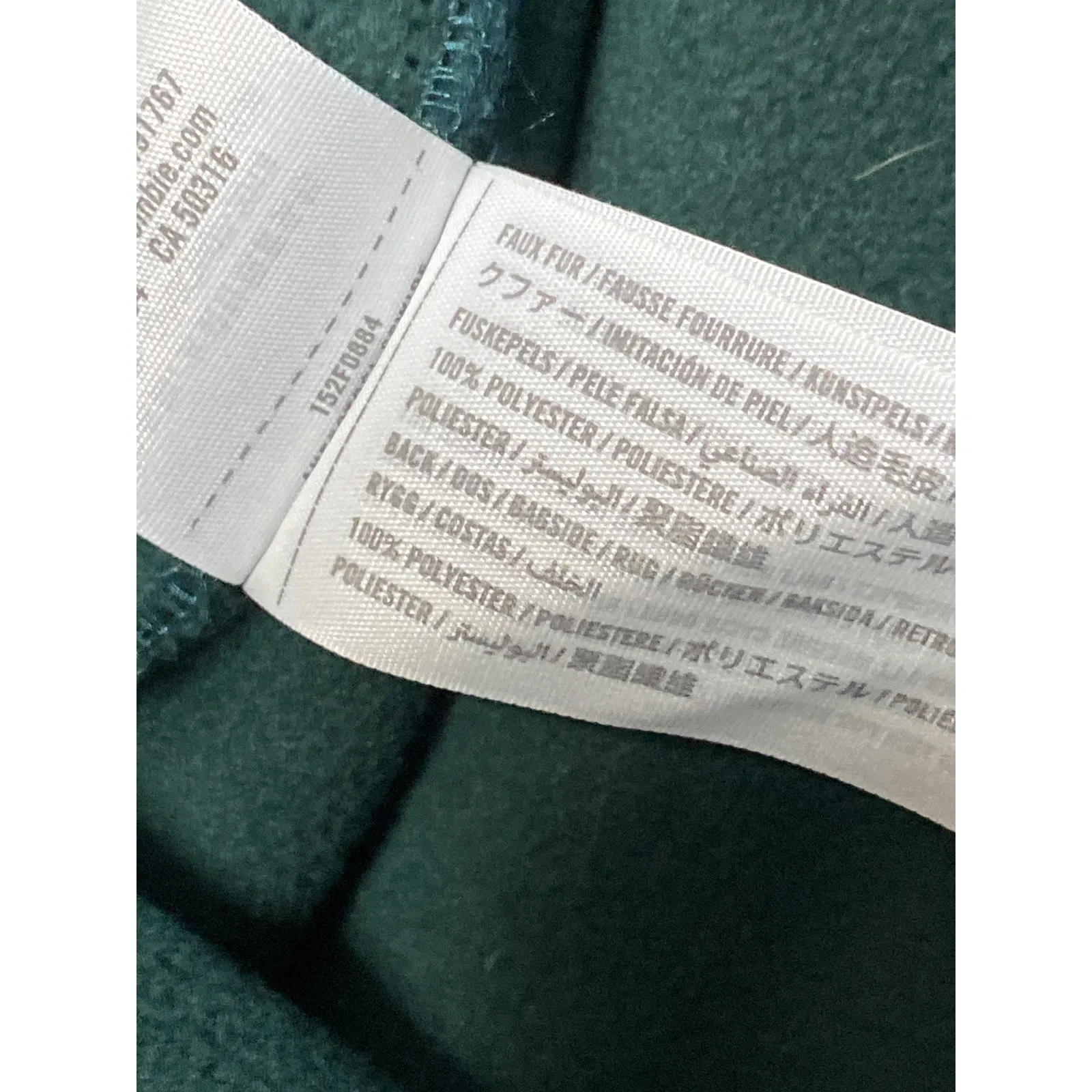 Abercrombie & Fitch Green Fuzzy Faux Fur Collared Long Sleeve Sweater Jacket XL - Image 4