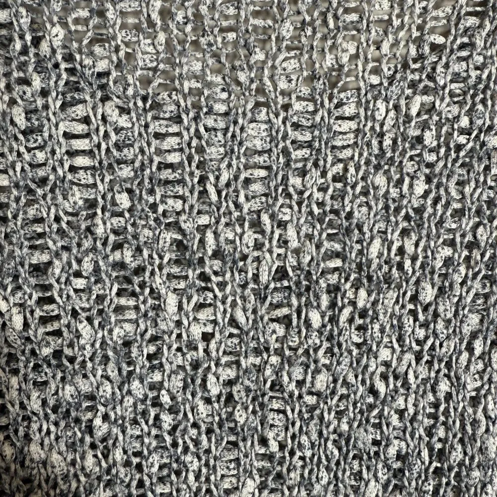 Eileen Fisher Scoop Neck Open Knit Sweater Pullover Women's Medium Gray Cotton - Image 10