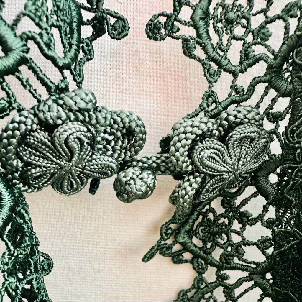 Elegant Green Lace Women's Vintage Victorian Cardigan Size M - Image 15