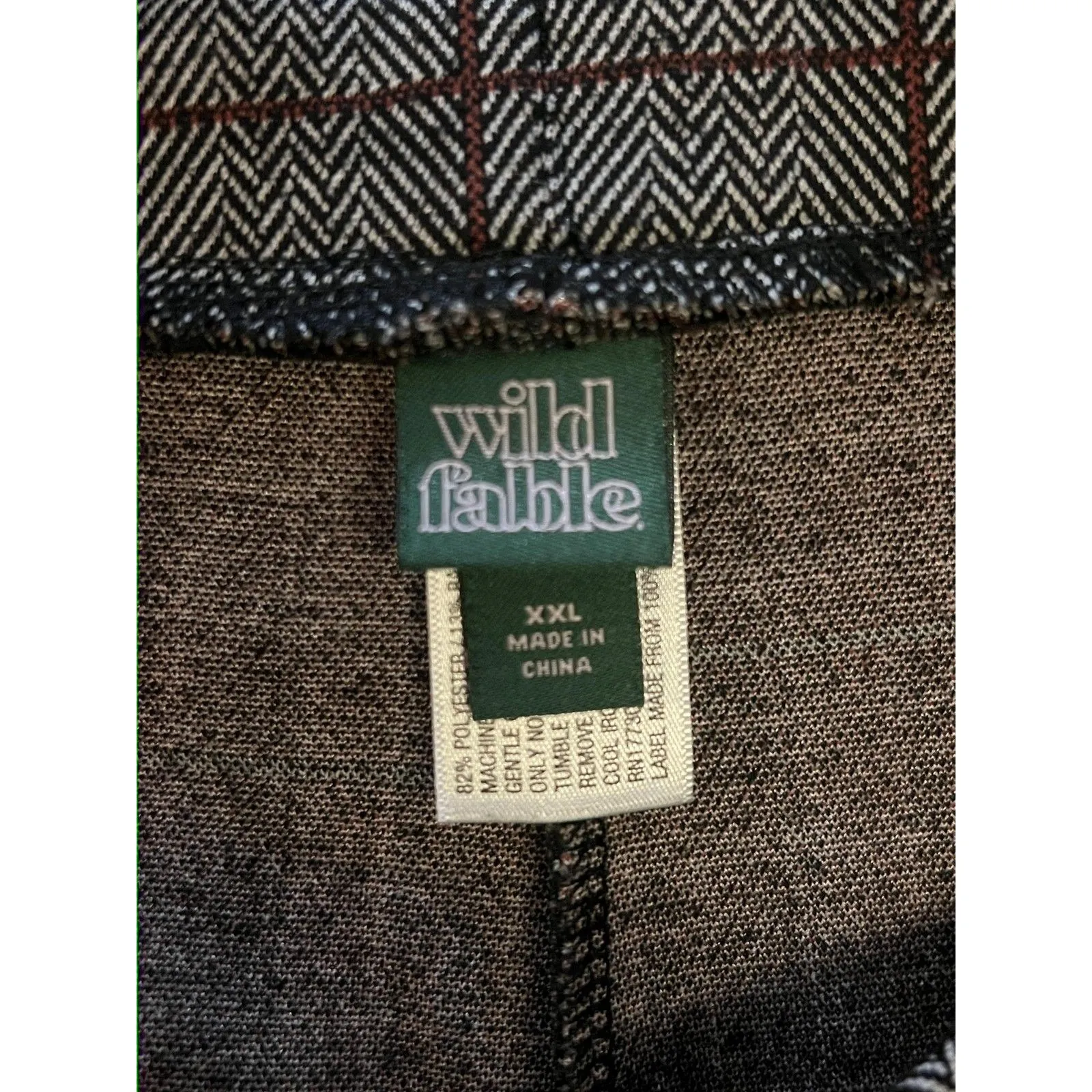 Wild Fable Pants Womens XXL Gray Plaid Windowpane Pull On Stretch Kick Flare - Image 8