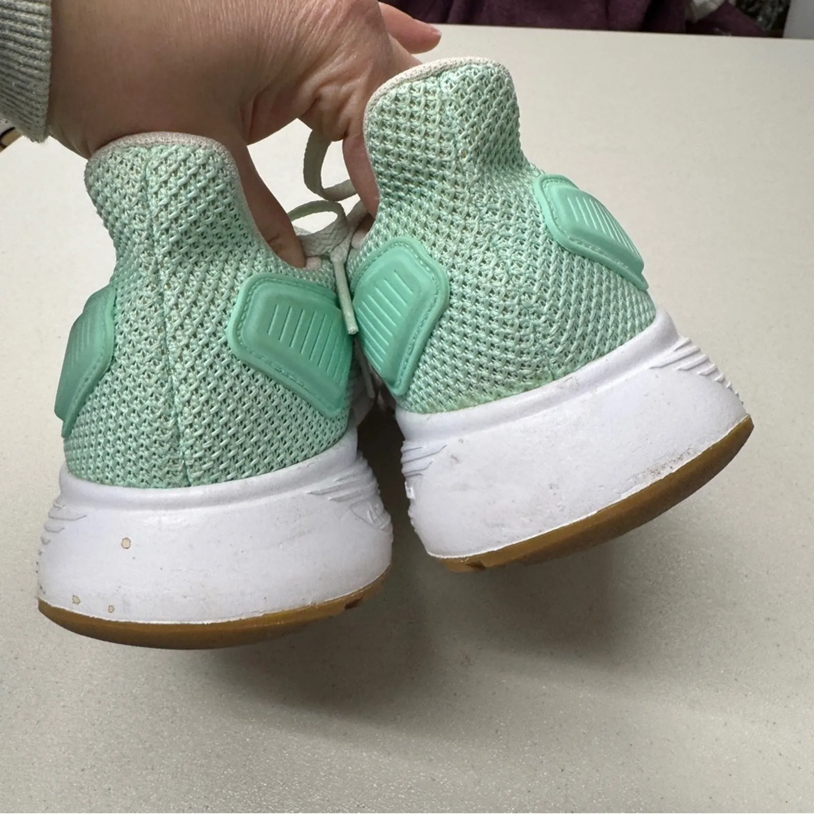 Adidas Duramo Mint White Running Shoes Sneakers Womens 8 Classic Athletic - Image 4