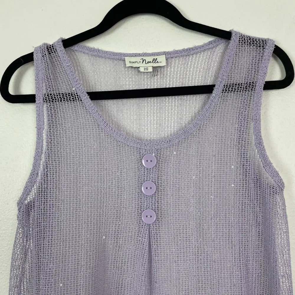 Y2K‎ Simply Noelle Woman's S/M Purple Sequins Tank Fairycore Coquette Open Knit - Image 3