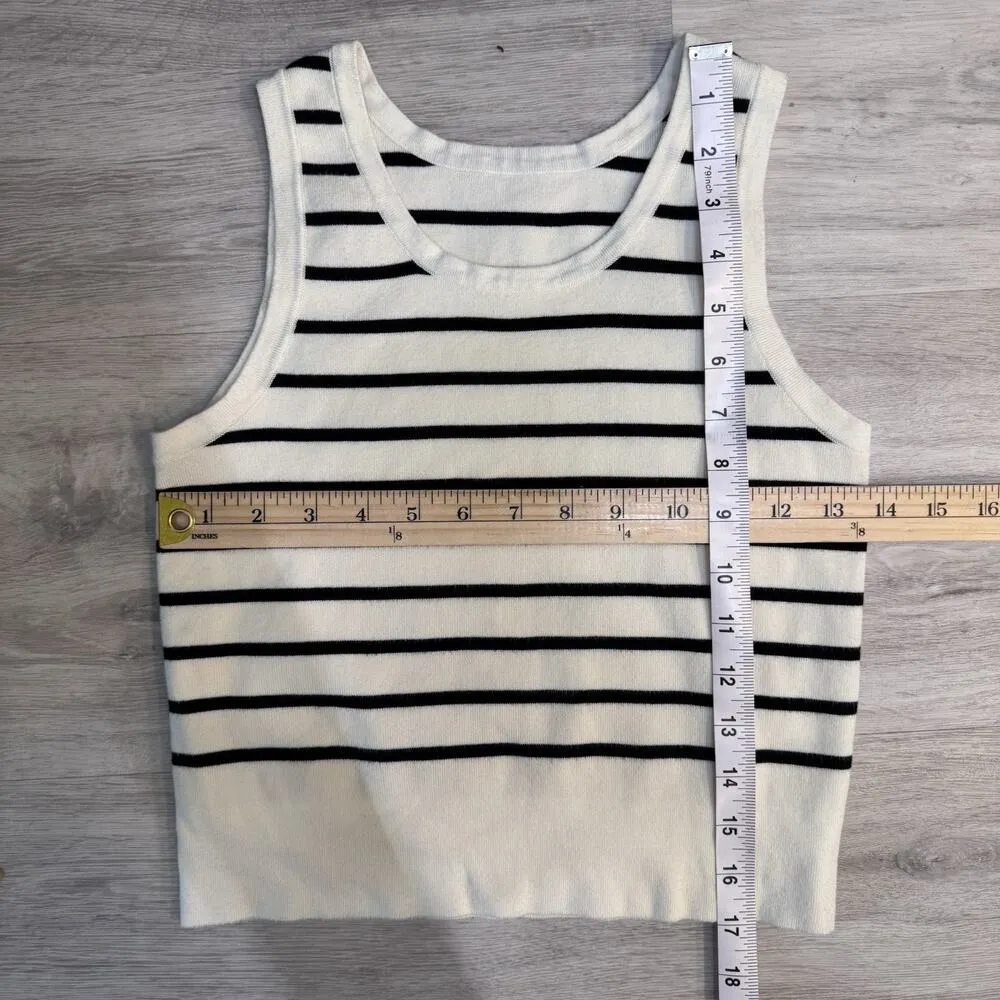 Eternal Fashion Women's Cropped Striped Vest Top Size L EUC White Size L - Image 5
