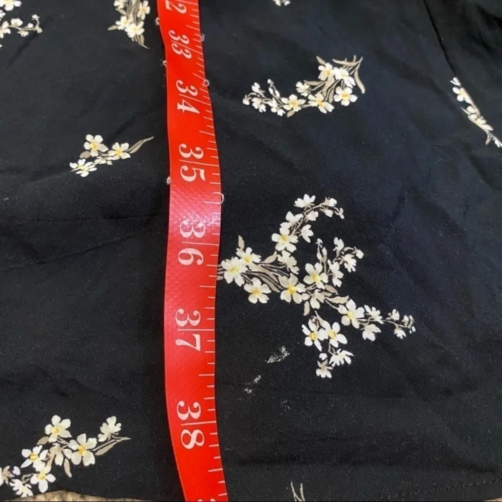 Oysho Floral Printed Sleeveless Button Front Knee Length Dress Black Small Y2K - Image 8