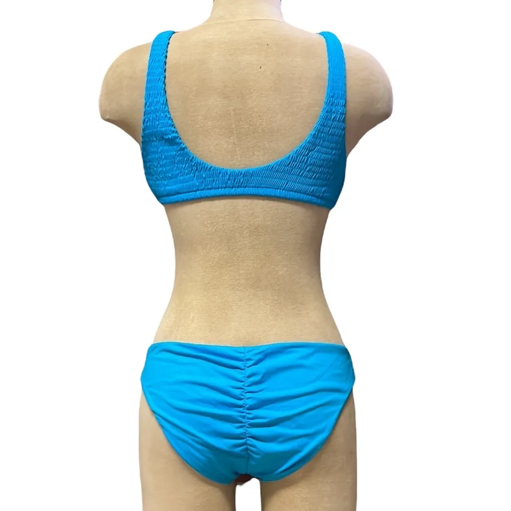 Victoria’s Secret Bikini Swimsuit Turquoise Smocked Bralette M Medium New - Image 2