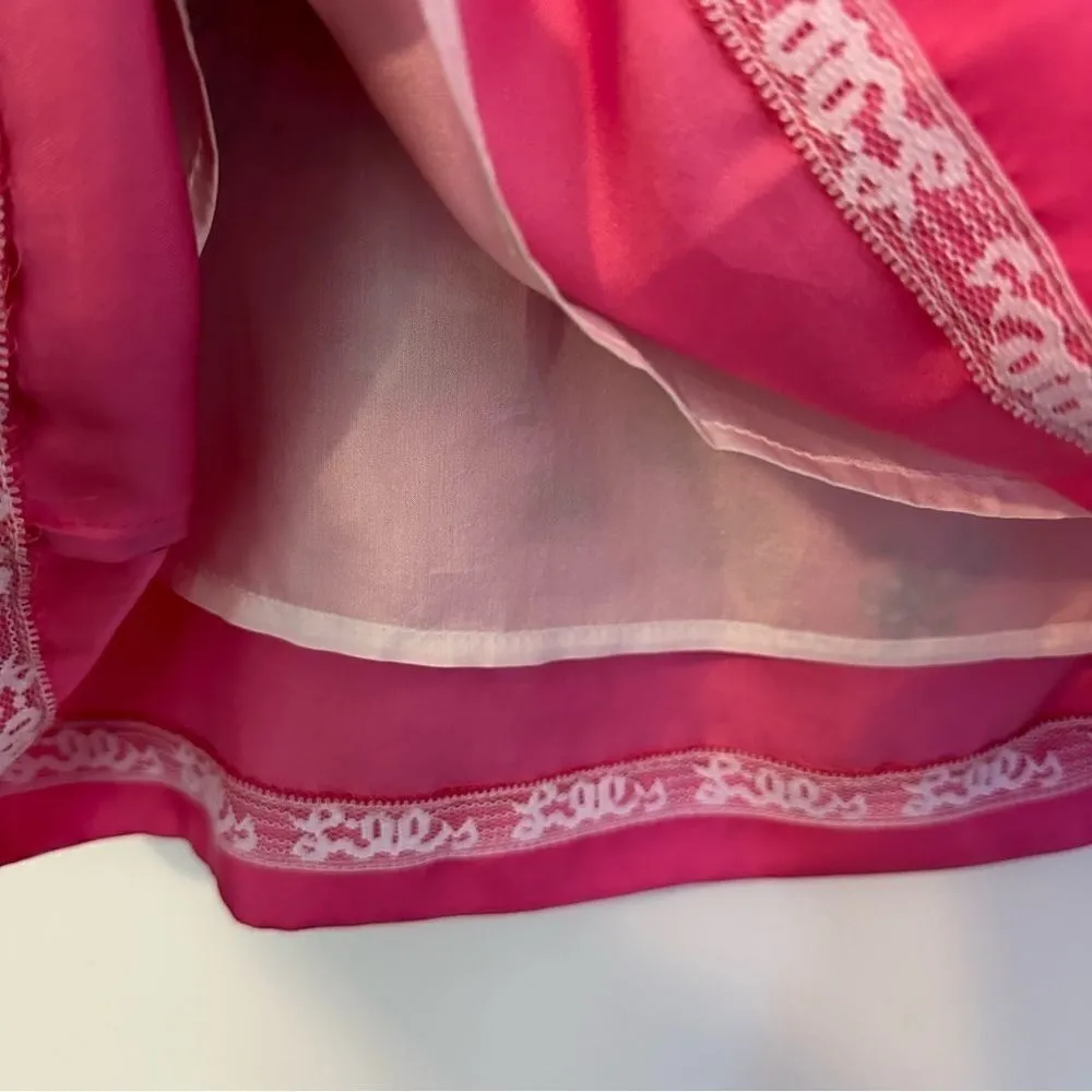 Lilly Pulitzer Pink Floral Paisley Dress With Braided Belt Womens 8 Silk Pink - Image 6