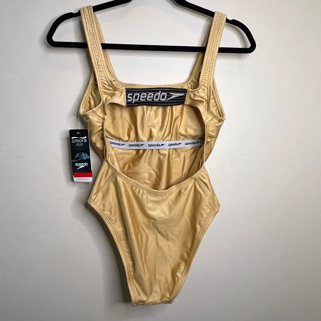 Speedo Women's Metallic Gold One Piece 6 - Image 4