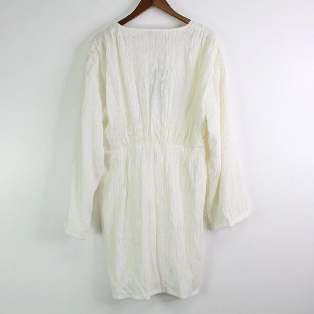 PrettyLittleThing Muslin Drape Detail Dress White Size L‎ - Image 6