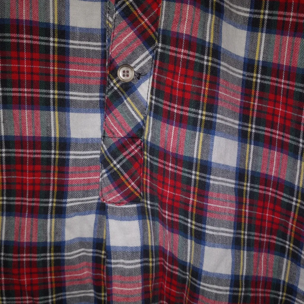 Lands End M Cotton Light Flannel Plaid Pocketed Sleep Shirt - Image 4