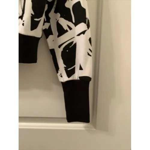 Le Tigre Printed White Black Orange Glitter Crop Pullover Hoodie Size M Size M - Image 6