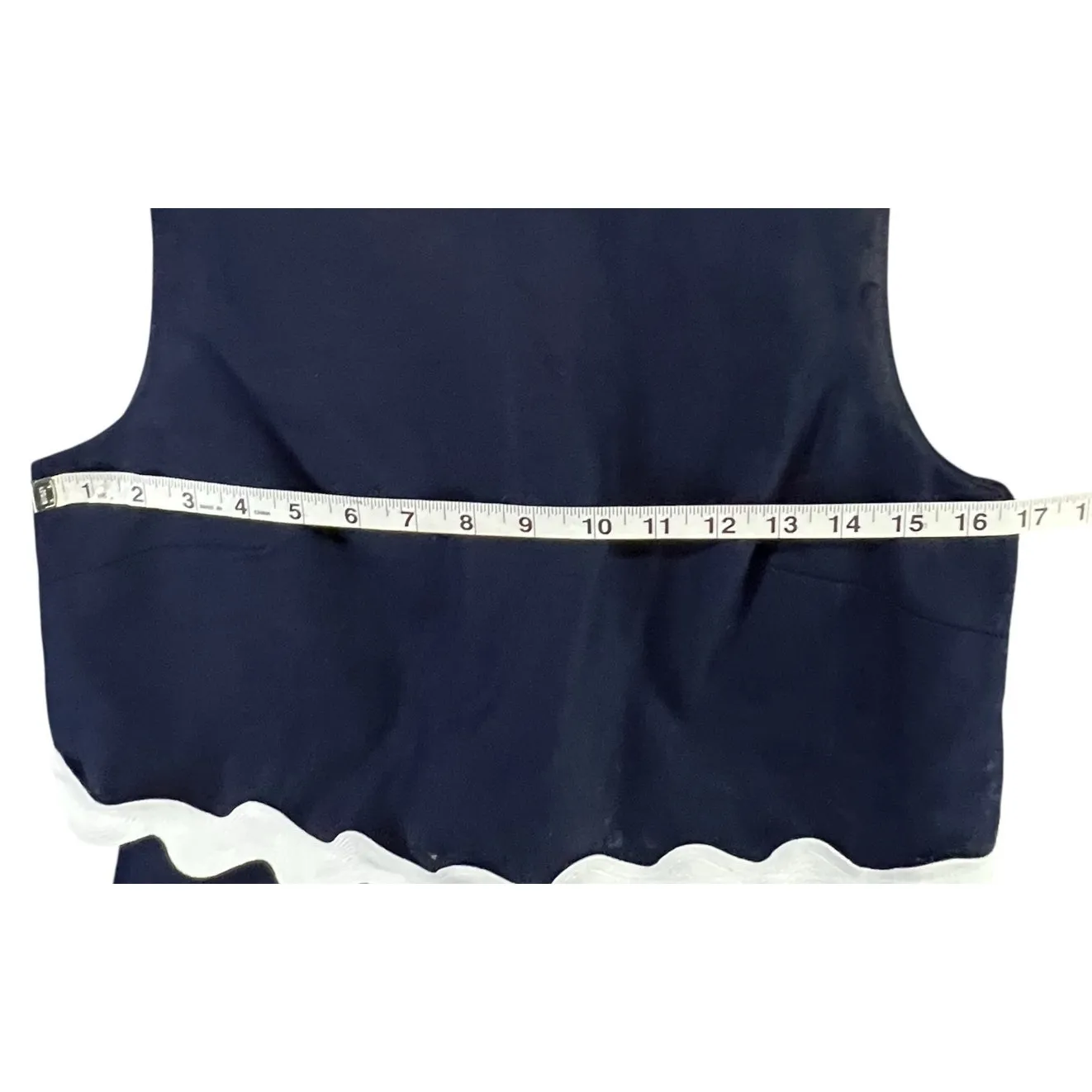 J Crew Sheath Dress Size 8 Blue White Rickrack Trim Linen Blend Classic Preppy - Image 6