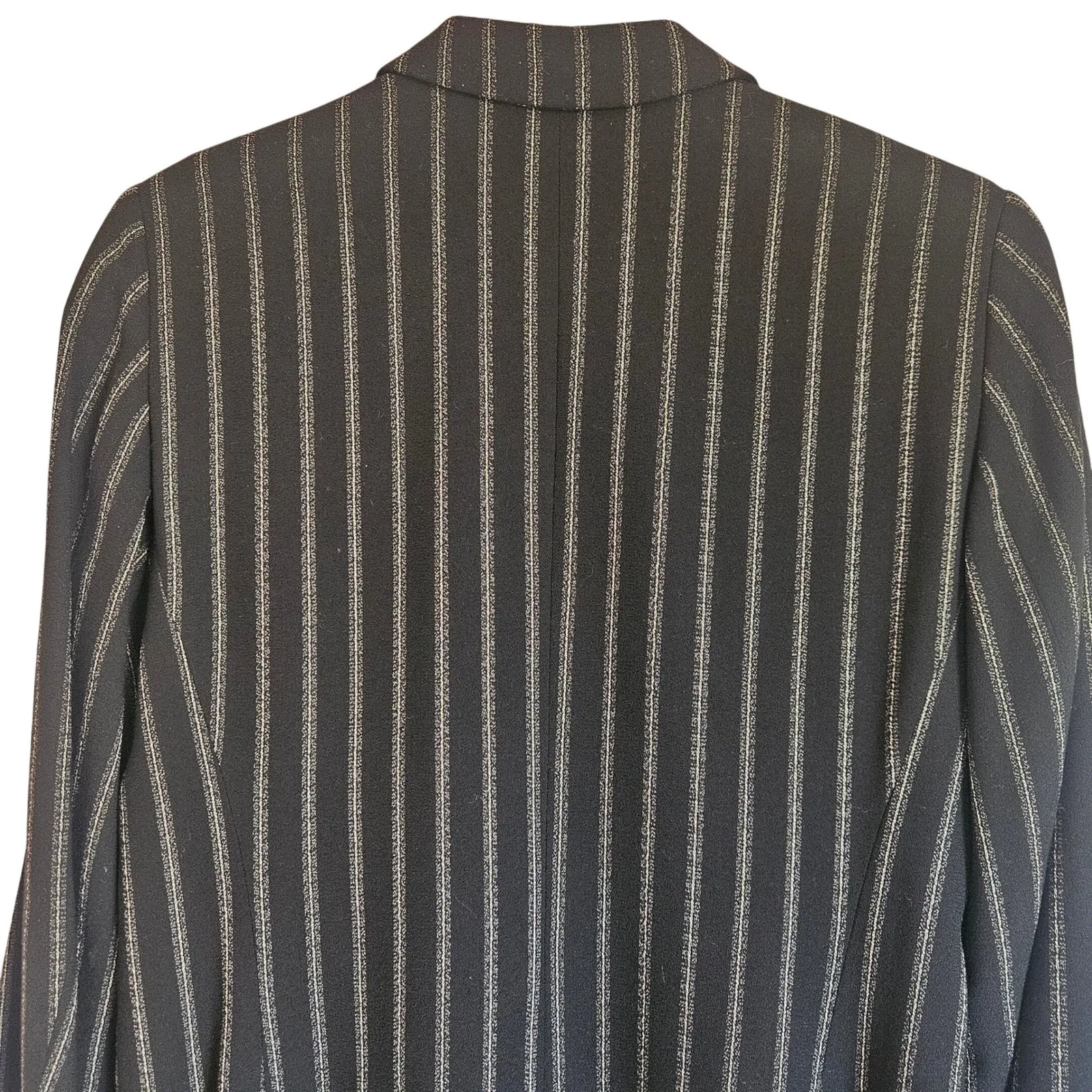 Apara Paris Pinstripe Blazer Women's Business Casual Wool Size 42‎ / XL Blue - Image 7