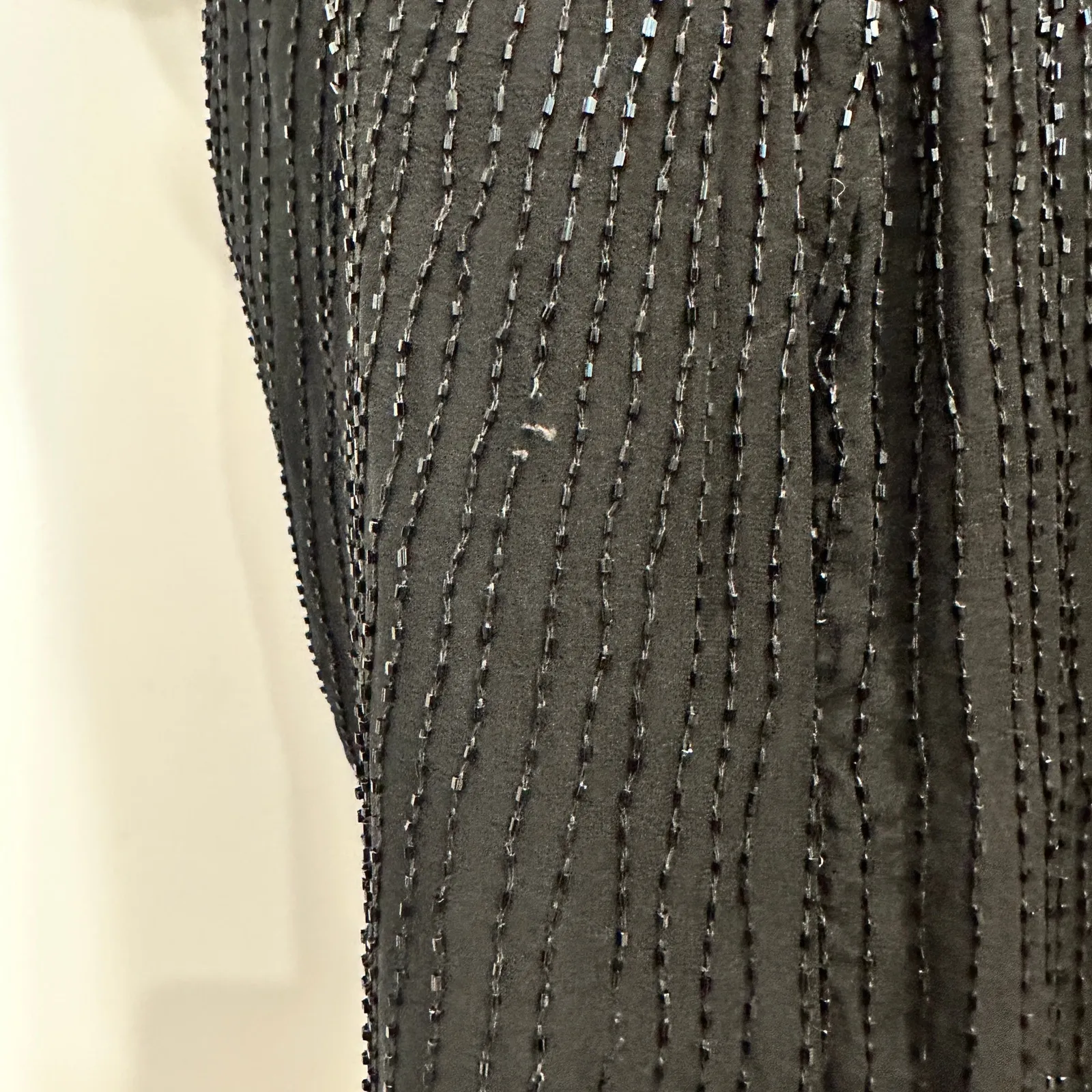 Vintage 80s Stenay Woman Black Silk Beaded Sequin Cocktail Shift Dress Art Deco Size 14 - Image 14