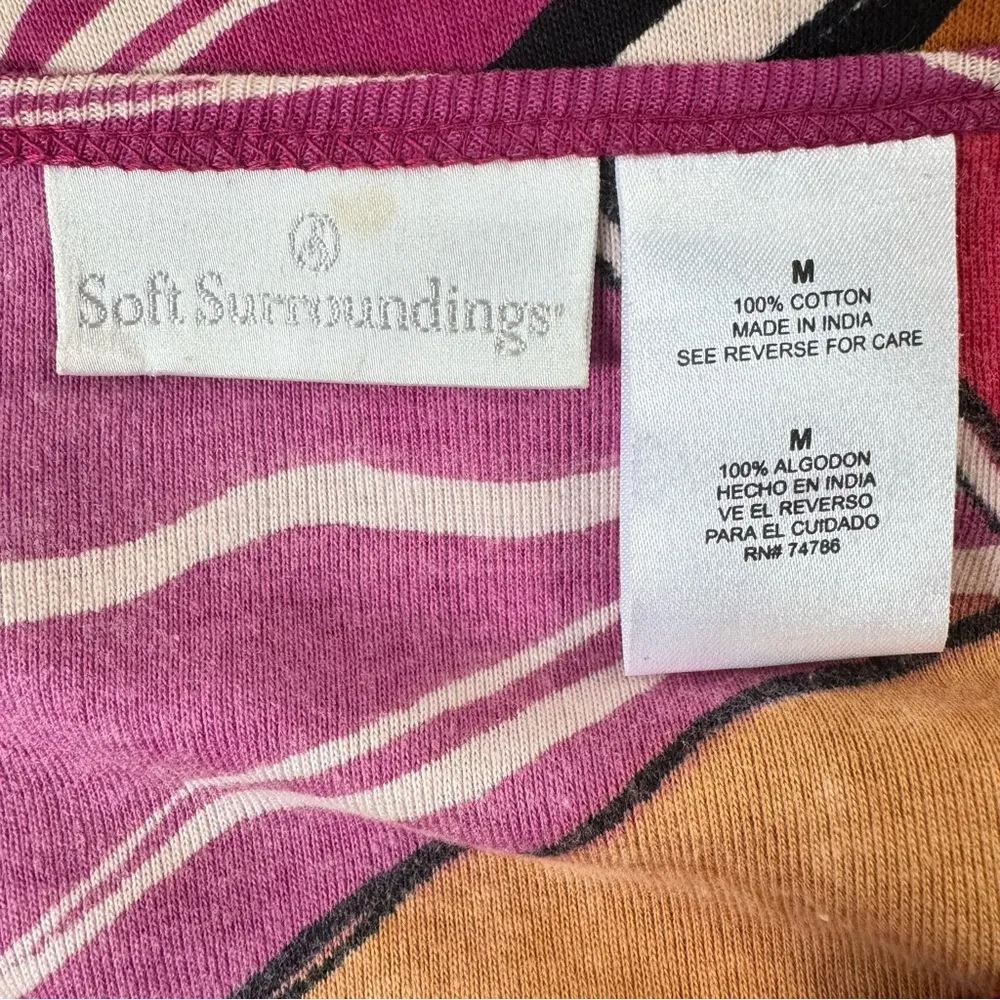 Soft Surroundings Bold Abstract Floral Beaded Sequins 100% Cotton Top Medium - Image 12