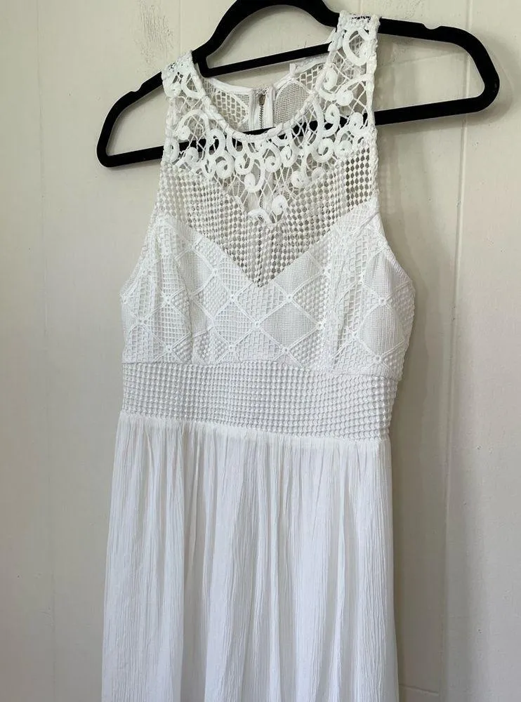 Forever 21 NEW White Crochet Lace Sleeveless Fit & Flare Dress ~ NWT Size M - Image 2