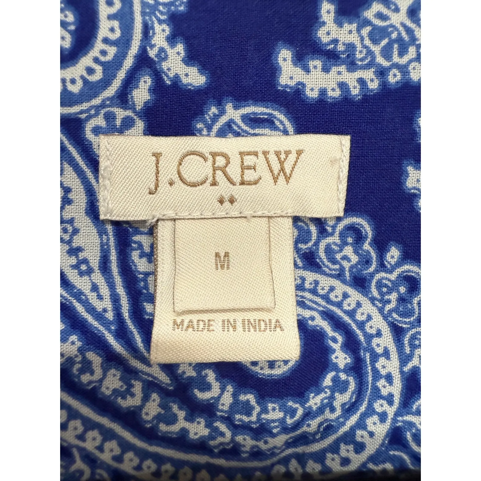 J Crew Blue Paisley Print Embroidered Long Sleeve Shirt Blouse Size Medium Boho - Image 5