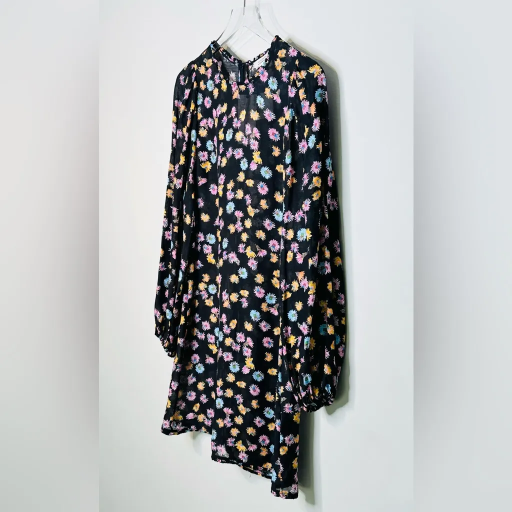Dorothee Schumacher Floral Confetti Print Structured Volumes Dress Size 3 NWT Black - Image 5