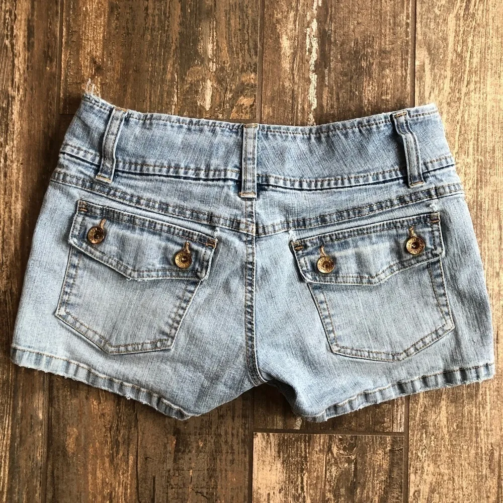 Glo Jeans faded stretch denim Vintage shorts Jr size 7 Blue - Image 8