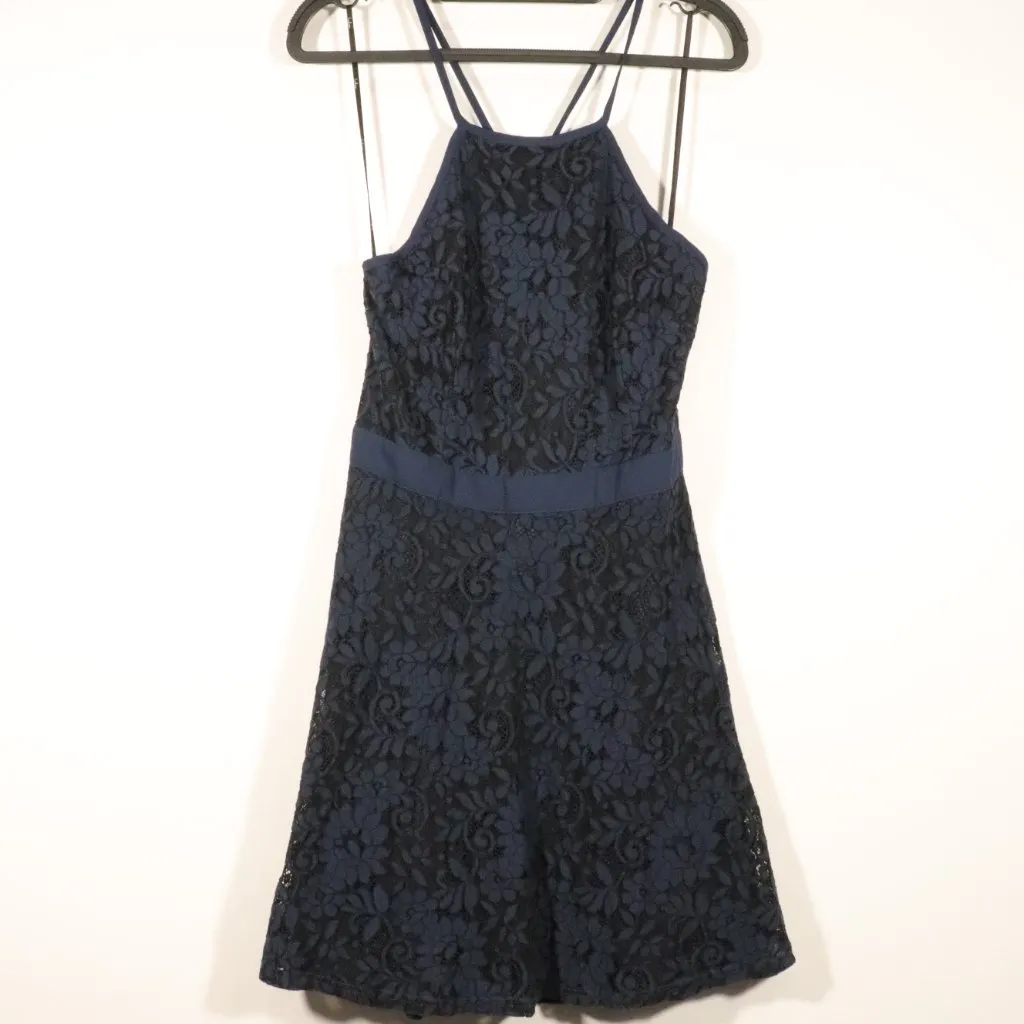 NWOT Lulu's Twirling Around Navy Blue Lace Skater Dress - Image 3