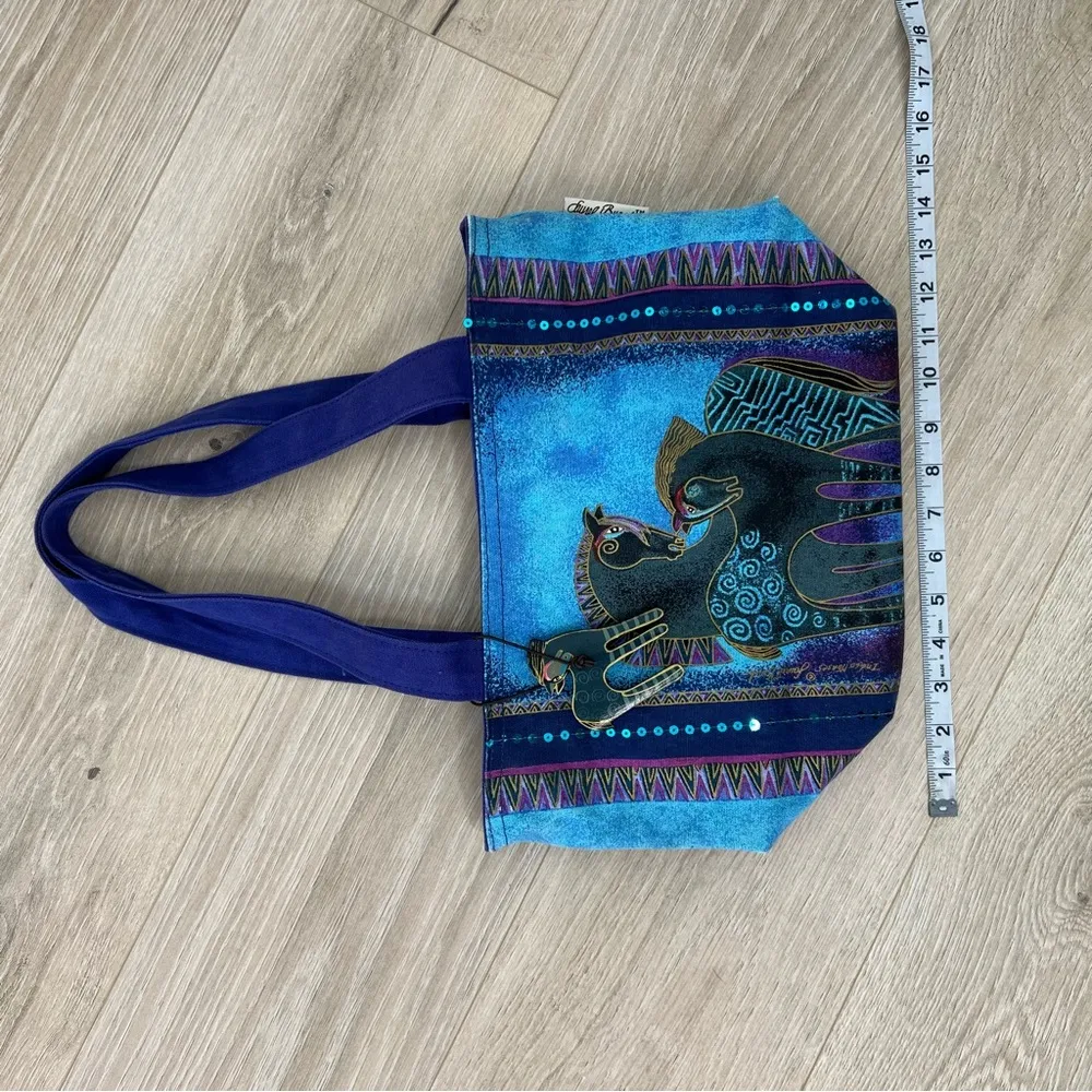 Laurel Burch Indigo Horses Medium Tote Blue - Image 9