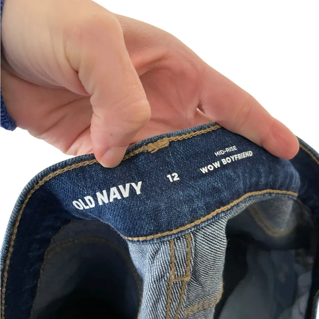 Old Navy Dark Blue Slim Jeans Mid-Rise WOW Boyfriend 12 NWT - Image 2