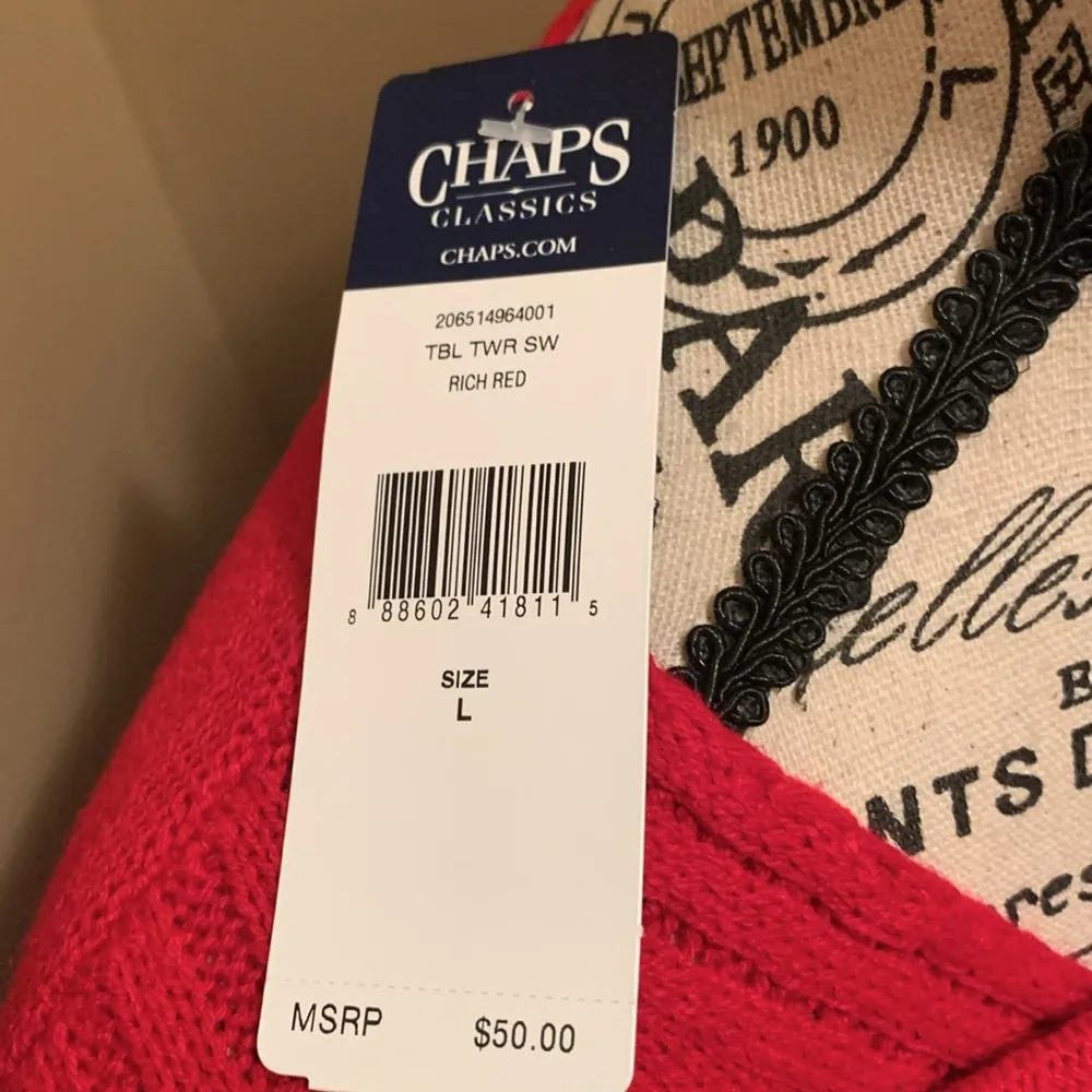 NWT Chaps sz L vneck sweater red - Image 8