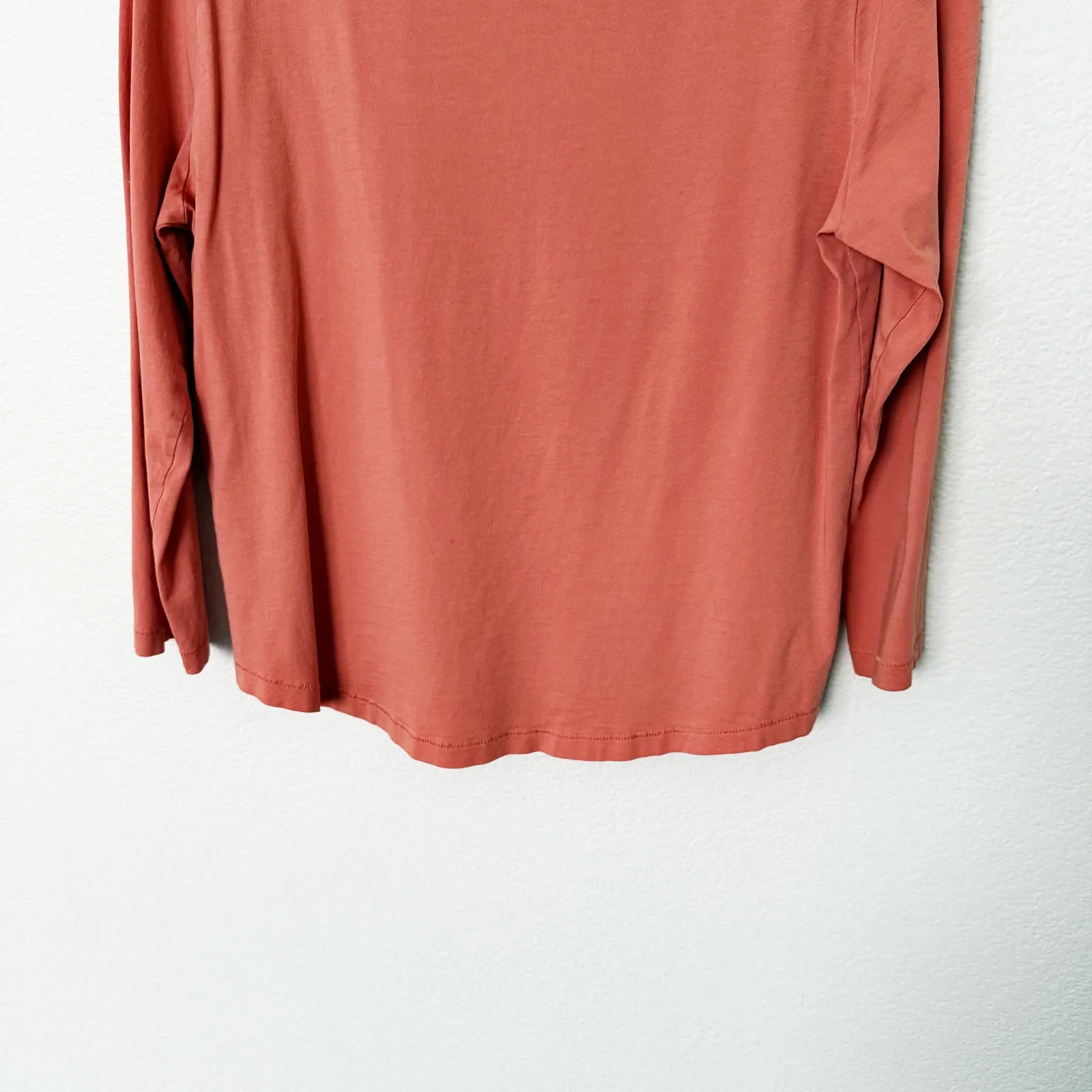 [COS] Coral Orange Pink Boat Neck 3/4 Sleeves 100% Cotton T-Shirt Size Medium M - Image 7