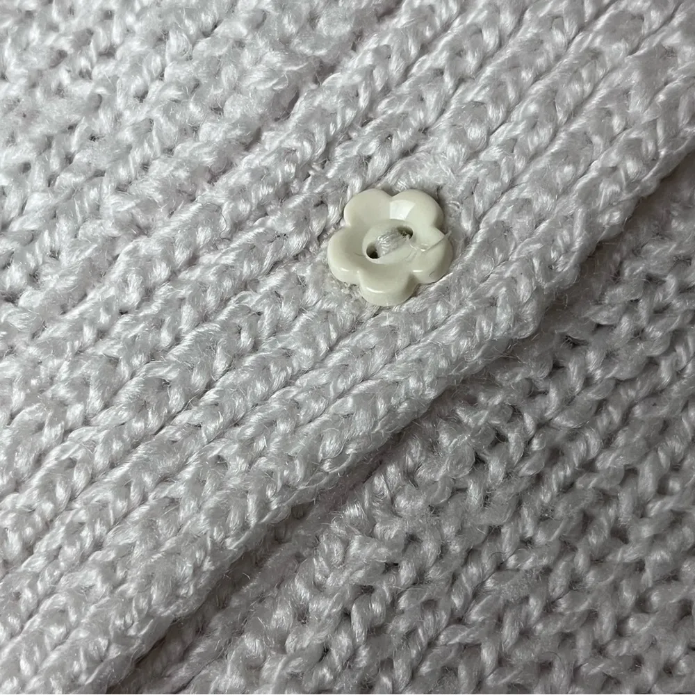 Vintage Y2K Crochet Cardigan Sweater L White Knit Coquette Cottagecore Granola Size L - Image 8