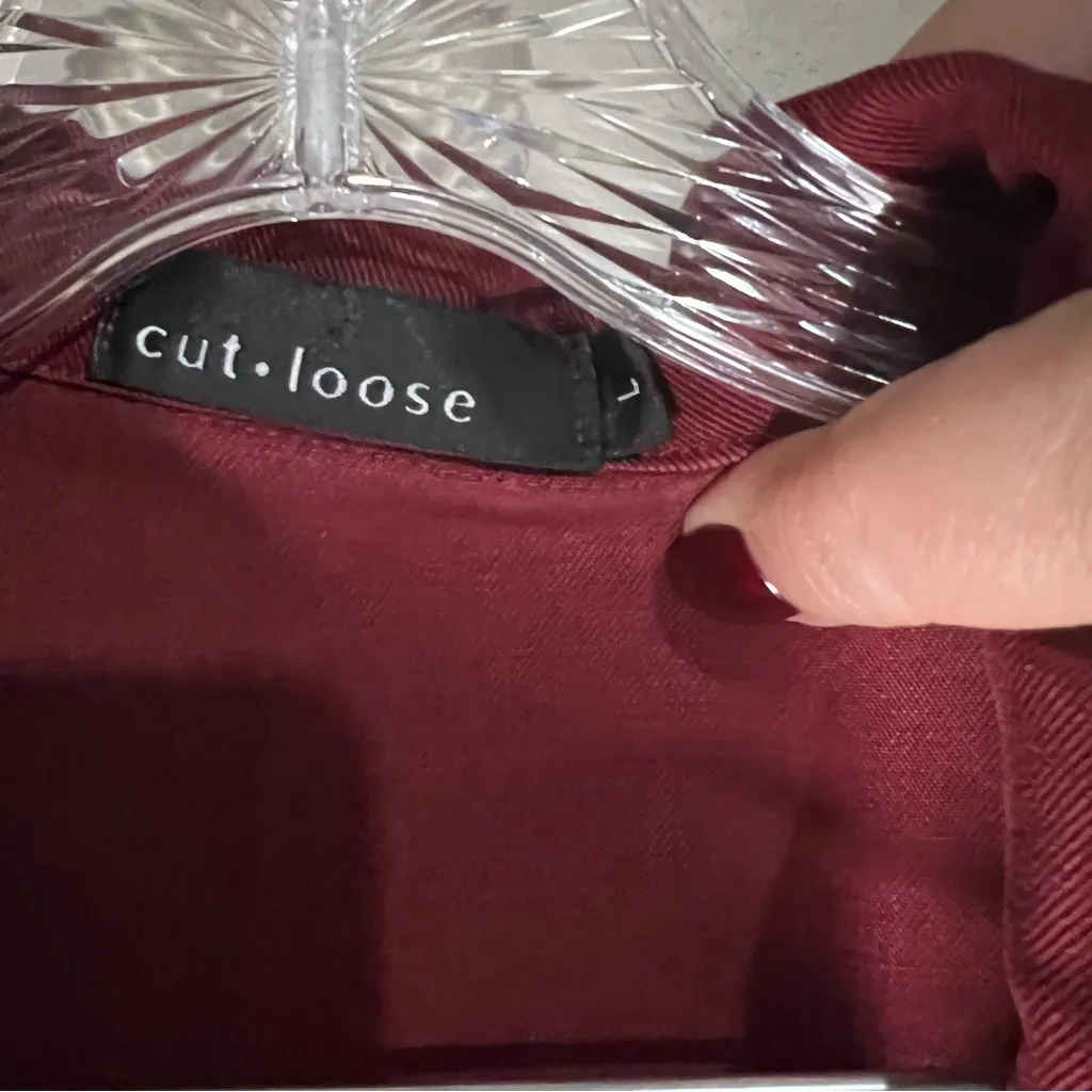 Cut Loose Maroon Tencel Lagenlook Barn Chore Jacket Red Size L - Image 5