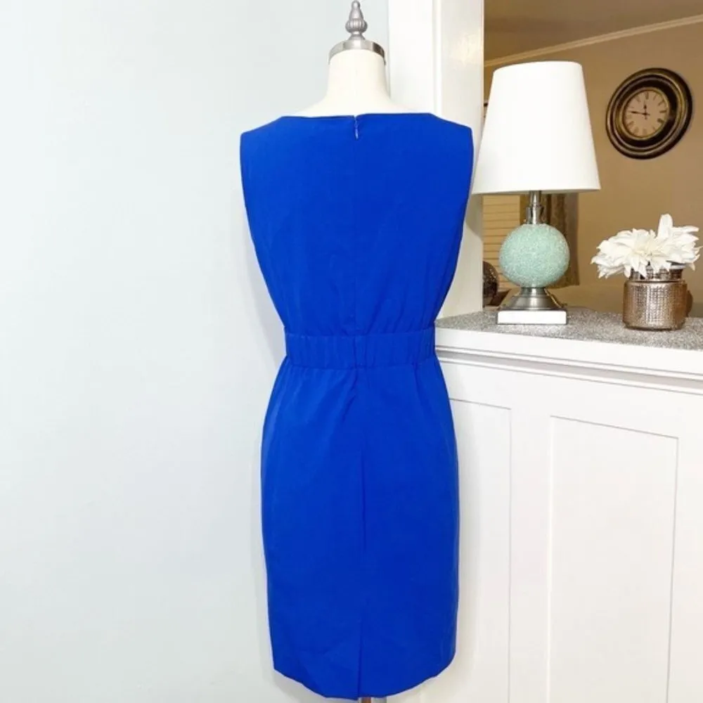 Calvin Klein Blue Sleeveless Sheath Dress with Elastic Buckle Waist Size 2 - Image 5