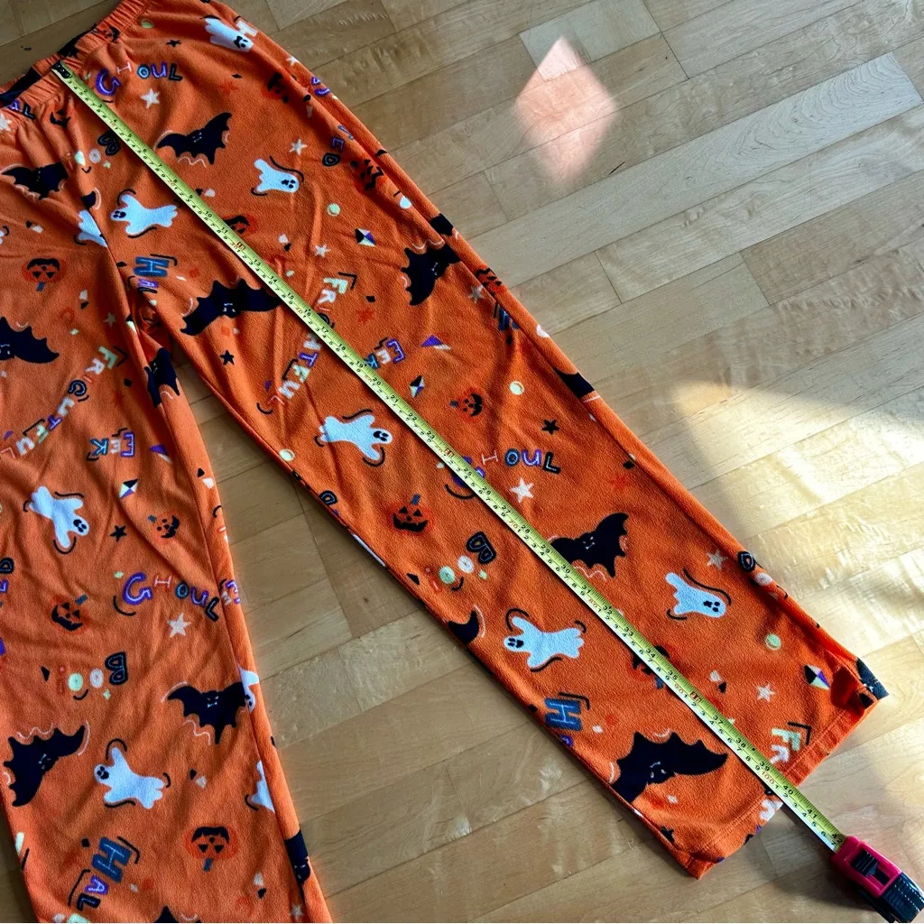 Hyde & Eek! Fun Halloween Fleece Sleep, Lounge Pant, Orange, Black, Size L Orange Size L - Image 9