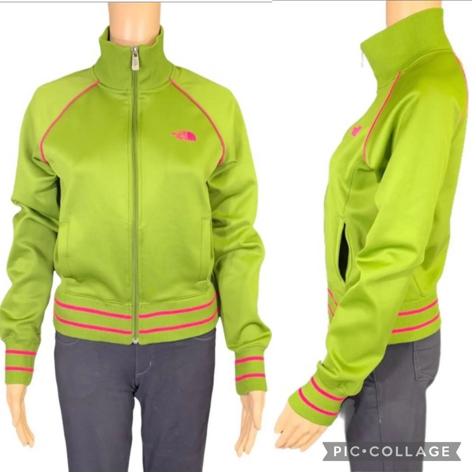 The North Face Womens A5 Series Retro Track Jacket Green and Pink Small - Image 2