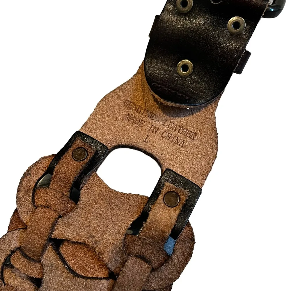 1990's Brown Leather 3.25” Wide Belt - Image 11