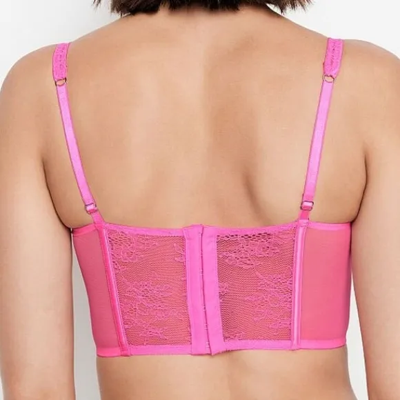 Victoria's Secret Dream Angels Pink Lace Unlined Non Wired Corset Bra Top Size S - Image 2